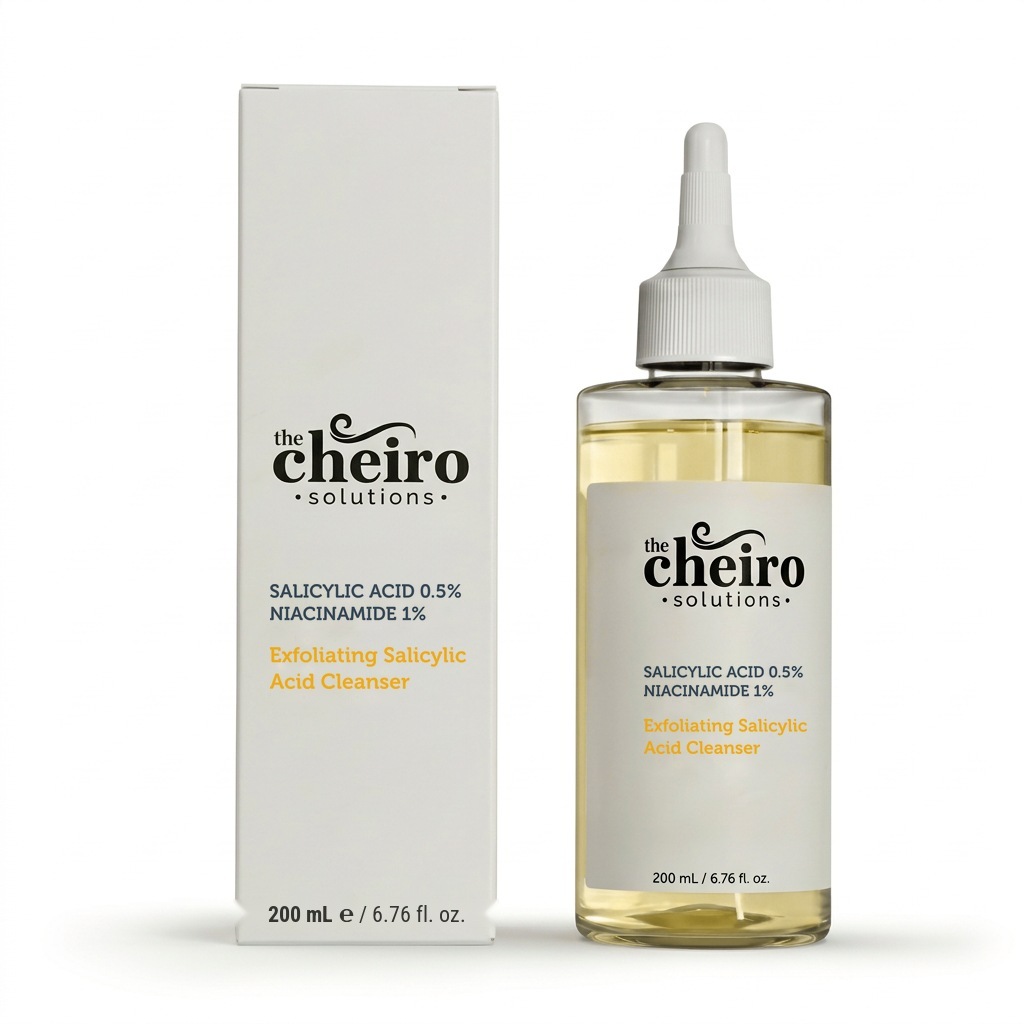 The Cheiro Peeling Etkili Yüz Yıkama Jeli kutu ve şişe önden görünüm