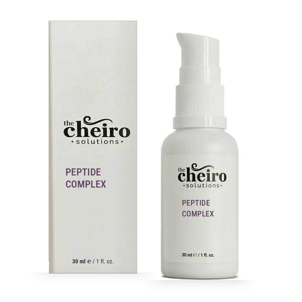 The Cheiro Peptid Kompleks 30 ml serum kutusu ve pompalı şişesi
