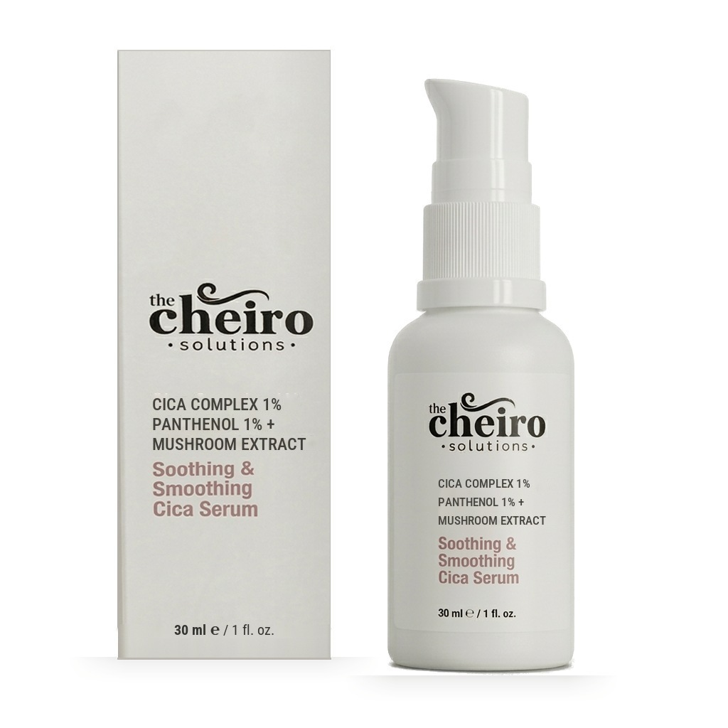 The Cheiro Yatıştırıcı ve Yumuşatıcı Cica Serum kutu ve şişe önden görünüm